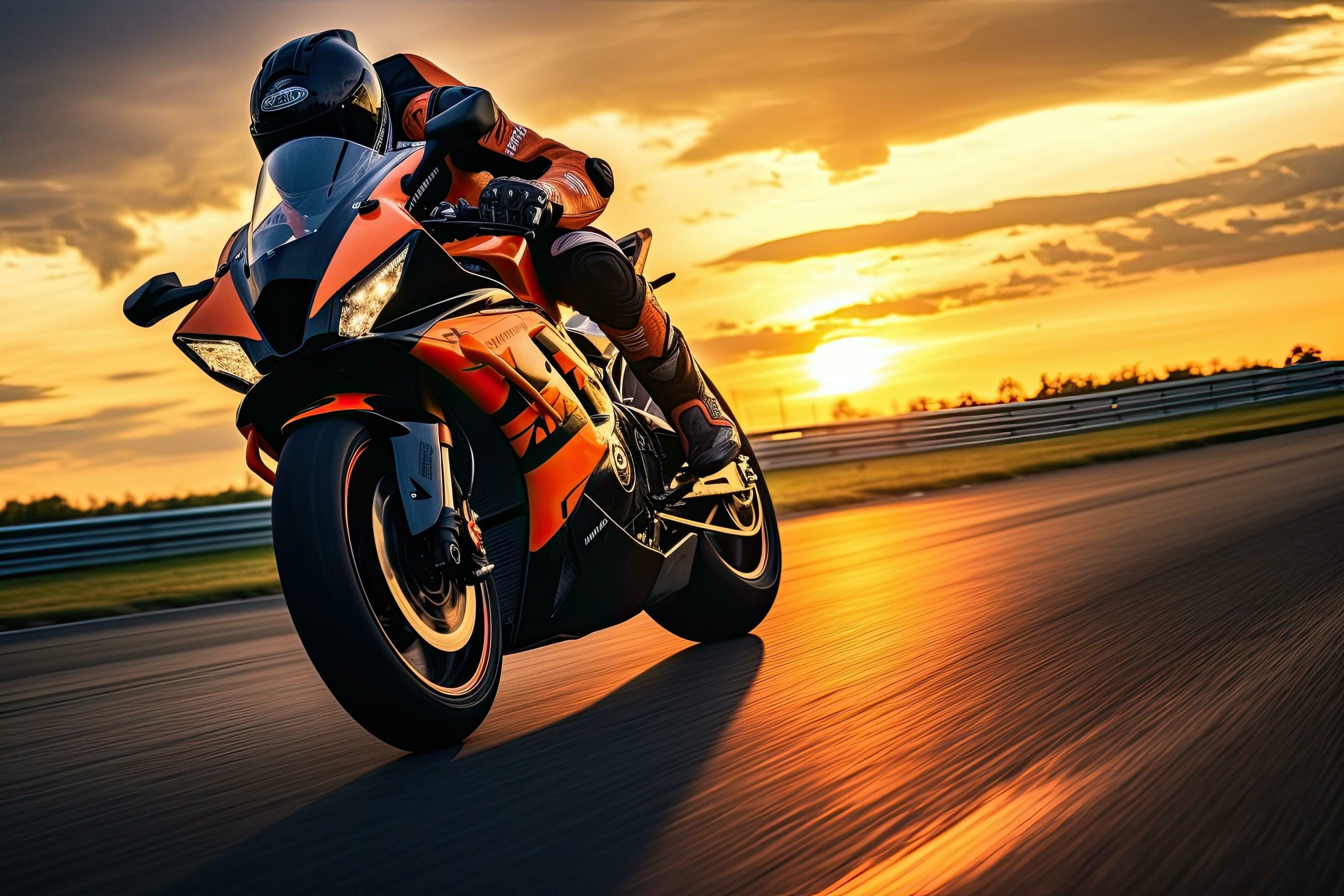MotoGP prototype motorcycle at speed on a grand prix circuit